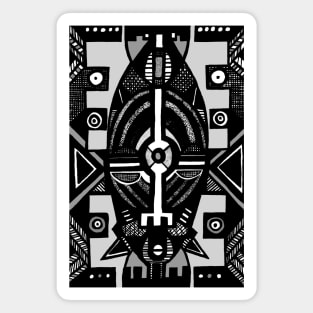 African Mask traditional tribal symbolic pattern design Magnet